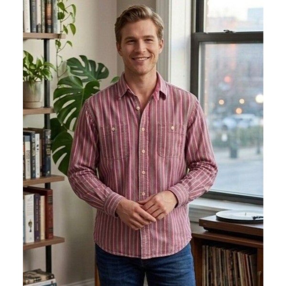 Polo Ralph Lauren Men’s Red Striped Long Sleeve Button Down Size Large